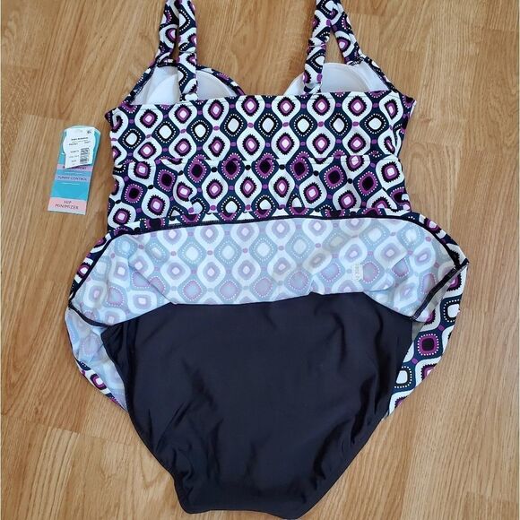 Swim Solutions Jewels Tiered Tummy Control 1-Piece - Picture 11 of 16